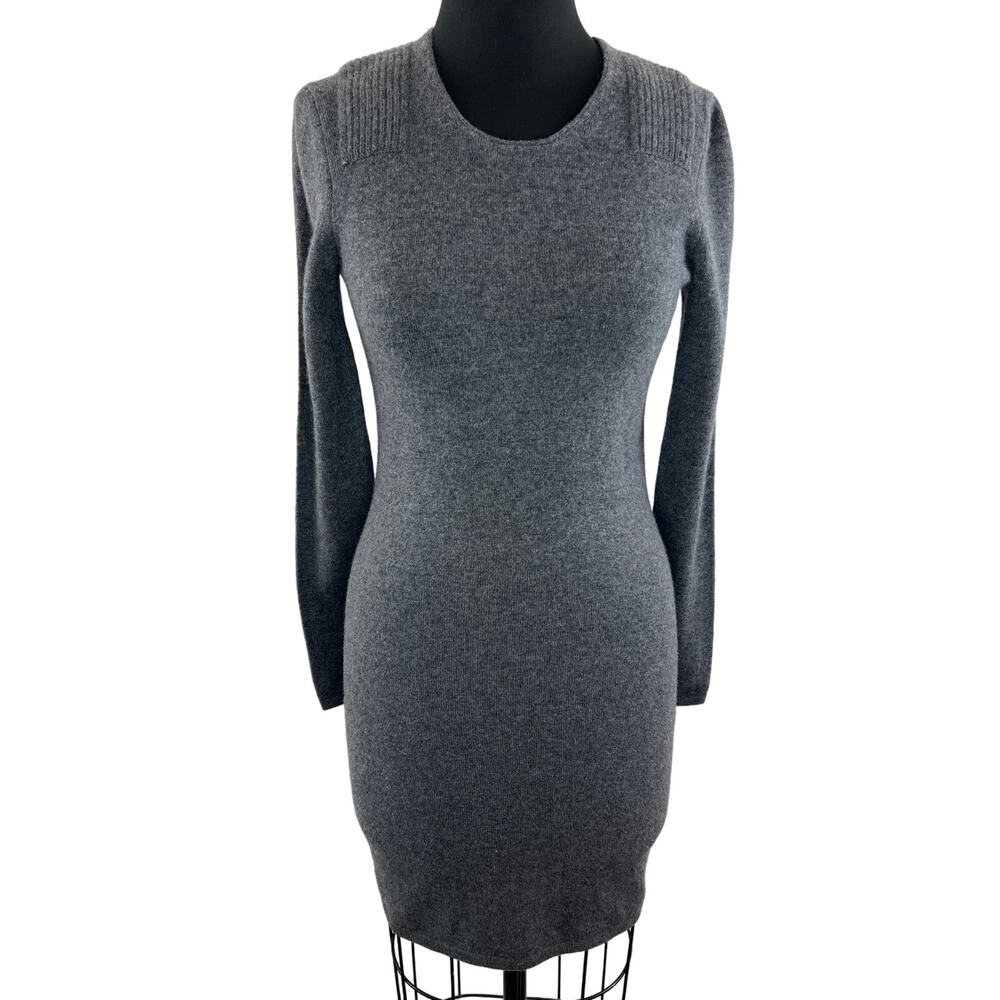 Aqua Cashmere Gray Long Sleeve Round Neck Knit Bodycon Sweater Dress Size S